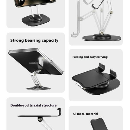 Rotating Desktop Tablet Stand Aluminum Alloy Holder Foldable with Silicone Pad