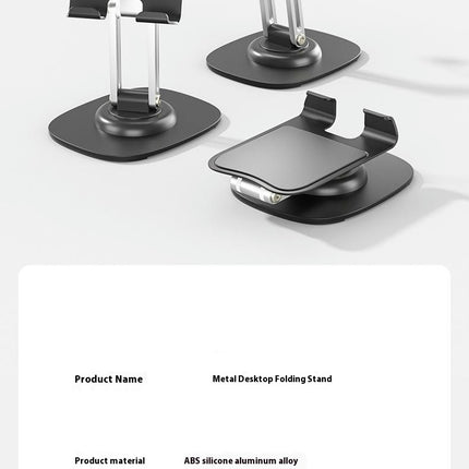 Rotating Desktop Tablet Stand Aluminum Alloy Holder Foldable with Silicone Pad