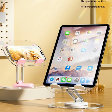 Transparent Acrylic Holder Desktop Rotating Folding Anti Slip Phone Tablet Bracket