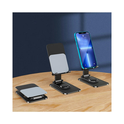 Rotating Phone Stand with Adjustable Height and Foldable Design - Compatible with Phone and Tablet