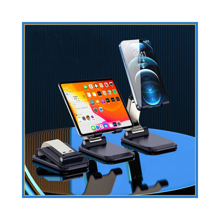 Rotating Phone Stand with Adjustable Height and Foldable Design - Compatible with Phone and Tablet