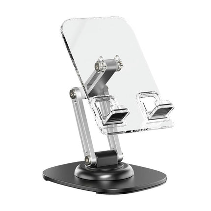 Acrylic Tablet Phone Stand - with Rotatable Base Foldable Adjustable Transparent Holder