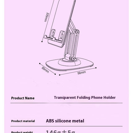 Acrylic Tablet Phone Stand - with Rotatable Base Foldable Adjustable Transparent Holder