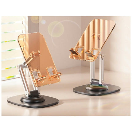 Acrylic Tablet Phone Stand - with Rotatable Base Foldable Adjustable Transparent Holder