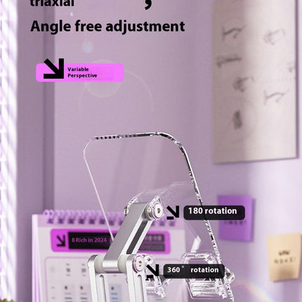 Acrylic Tablet Phone Stand - with Rotatable Base Foldable Adjustable Transparent Holder