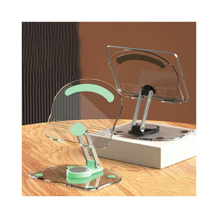 Acrylic Desk Tablet Stand 360 Degree Rotating Adjustable Transparent Desktop Tablet Holder