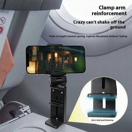 Airplane Phone Holder Mount with 360¡ãRotation - Portable Foldable Travel Essentials for Flying