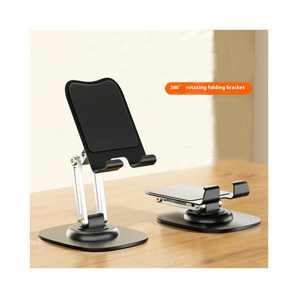 Aluminum Phone Holder with Rotating Metal Base - Foldable & Portable Desktop Phone Holder