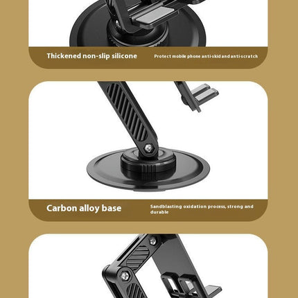 Foldable & Portable Desktop Carbon Steel  Phone Holder - with 360 Rotating Metal Base