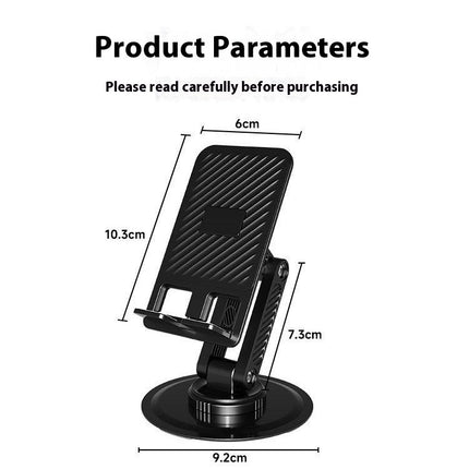 Foldable & Portable Desktop Carbon Steel  Phone Holder - with 360 Rotating Metal Base