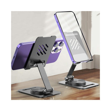 Phone Stand for Desk Rotation Adjustable Foldable Carbon Steel Alloy Desktop Cell Phone Holder