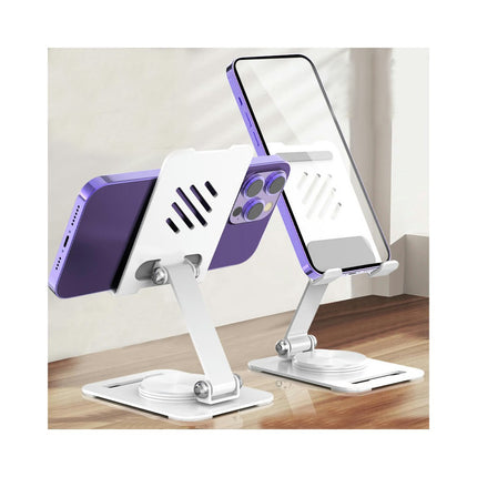 Phone Stand for Desk Rotation Adjustable Foldable Carbon Steel Alloy Desktop Cell Phone Holder