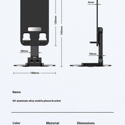 Foldable Cell Phone Stand - for Desk 360¡ã Stand Fully Adjustable Multi-Angle Non-Slip Metal Base