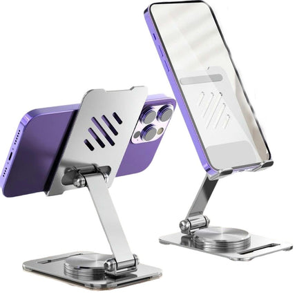 Rotatable Cell Phone Stand for Desk-Foldable and Adjustable Metal Phone Holder