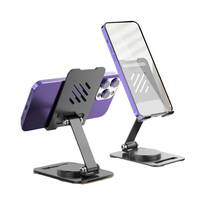 Rotatable Cell Phone Stand for Desk-Foldable and Adjustable Metal Phone Holder