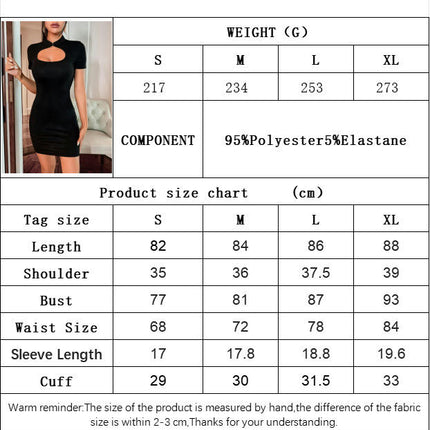 Women's Summer Sexy Cutout Crew Neck Dresses Short Sleeve Bodycon Mini Dress