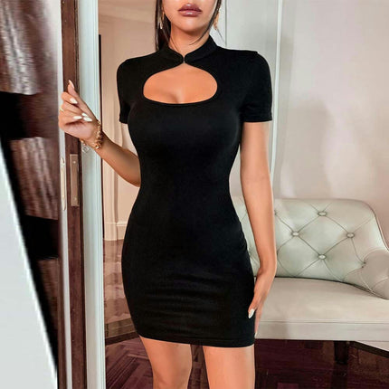 Women's Summer Sexy Cutout Crew Neck Dresses Short Sleeve Bodycon Mini Dress