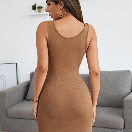 Women's Sexy Deep V Neck Twist Front Mini Bodycon Tank Dress Elegant Party Club Dresses