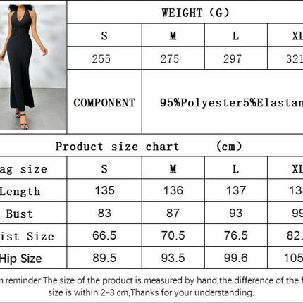 Women's Sexy Sleeveless Summer Dress Backless Deep V Neck Halter Bodycon Maxi Party Dress