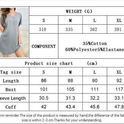 Women's Casual Loose Short Sleeve T Shirt Dress Button V Neck Summer Mini Dress