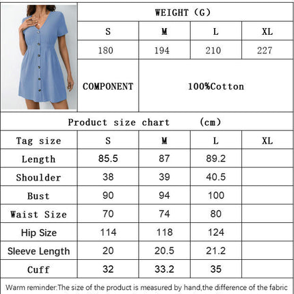 Women's V Neck Short Sleeves Slim Fit Dress Button Down A Line Mini Dresses