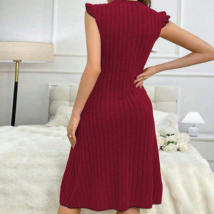 Women's Summer Casual Bodycon Sleeveless V Neck Button Down Party Club Midi Dresses