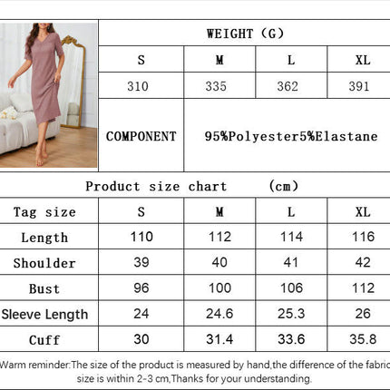 Women's Summer Casual Loose Dress V Neck Short Sleeve Midi Dresses