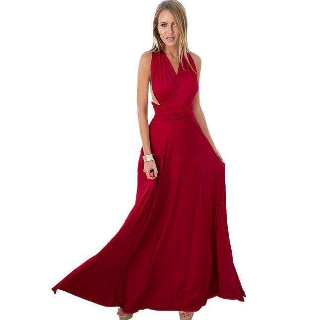 Womens Sexy Maxi Dress Halter Deep V Neck Sleeveless Backless Summer Party Dresses