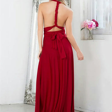 Womens Sexy Maxi Dress Halter Deep V Neck Sleeveless Backless Summer Party Dresses