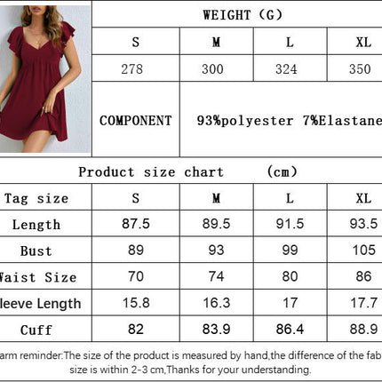 Womens Summer Short Sleeve Dresses V Neck A-Line Swing Mini Dress