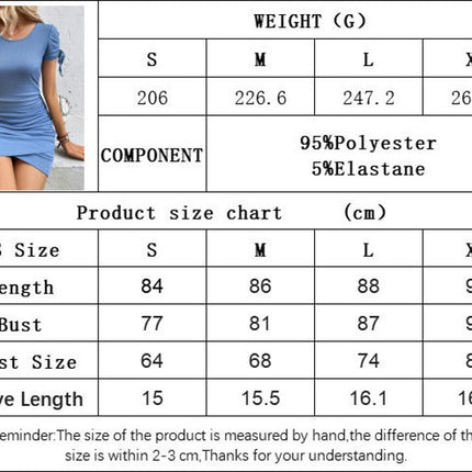 Women's Summer Casual Mini Dresses Crew Neck Short Sleeve Ruched Bodycon T Shirt Dress