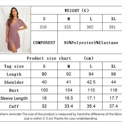 Women's Summer Dress Short Sleeve V-Neck Casual Loose Button Down T Shirt Dresses