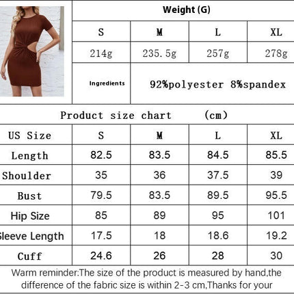 Womens Sexy Crew Neck Bodycon Dress Cut Out Twist Knot Short Sleeve Party Club Mini Dress