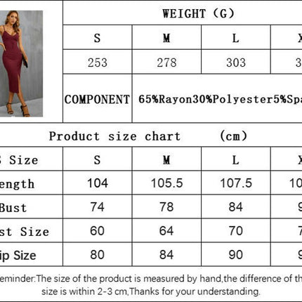 Women's Spaghetti Strap Deep V Neck Midi Dress Sleeveless Bodycon Split Party Dresses