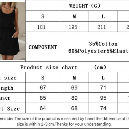 Women's Summer Sexy Spaghetti Strap Sleeveless Elastic Waist Casual Mini Dress