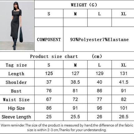 Women's Summer Short Sleeve Dress Casual Square Neck Bodycon Split Midi Dresses