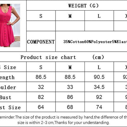 Women's Casual Summer U Neck Mini Dress Short Sleeve Button Down A Line Tank Dresses