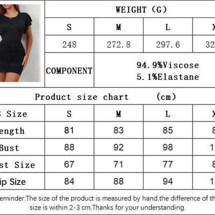 Women's Summer Short Sleeve Mini Dress Crew Neck Ruched Bodycon Dresses