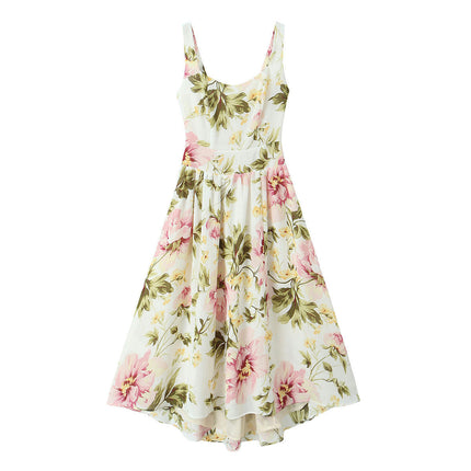 Women Floral Print Maxi Cami Dress Sleeveless Square Neck Flowy Dresses