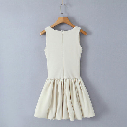 Women's Summer Dress Sleeveless Square Neck Sundress Flared Mini Dress