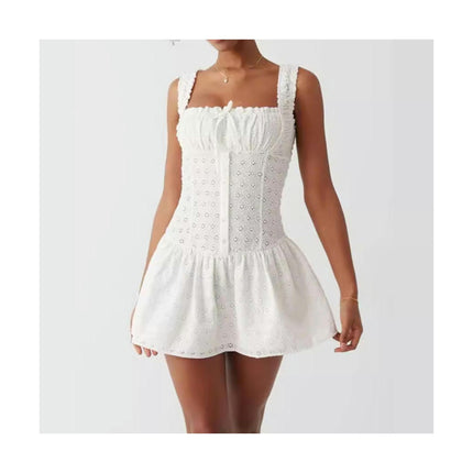 Women's Summer Corset Mini Dress A-line Flowy Sundress Eyelet Dresses