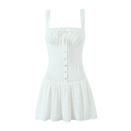 Women's Summer Corset Mini Dress A-line Flowy Sundress Eyelet Dresses