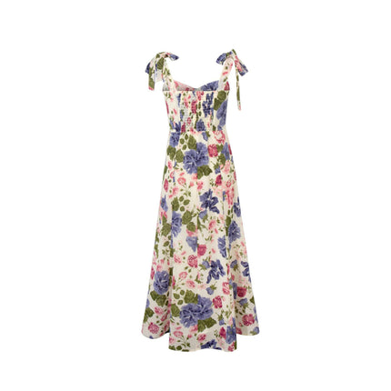 Women's Summer Sleeveless Floral Midi Dress Strap Sweetheart Neck Beach Dress