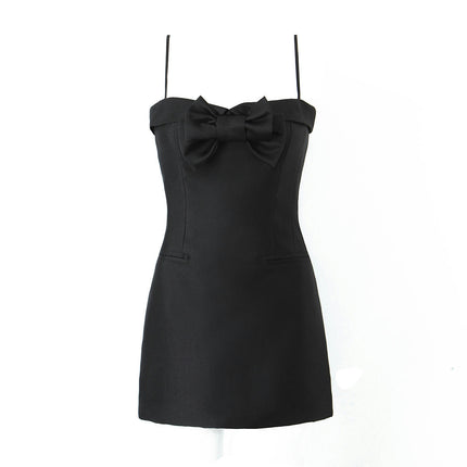 Women's Bodycon Dress Spaghetti Strap Sleeveless Bow Mini Dress