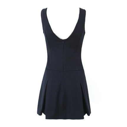 Women Casual Mini Dresses Deep V Neck Sleeveless A Line Short Dress