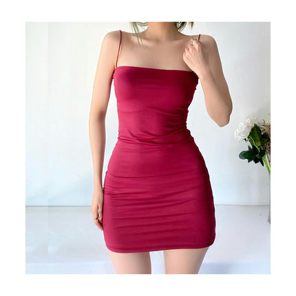 Spaghetti Strap Dress for Women Sleeveless Bodycon Mini Dress