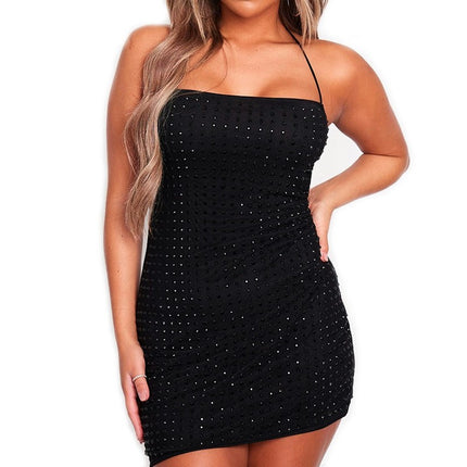 Women Sleeveless Backless Bodycon Mini Dress Halter Spaghetti Straps Party Dresses