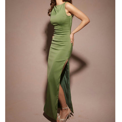 Women's Elegant Bodycon Maxi Dress Sexy Sleeveless Sides Slit Dress