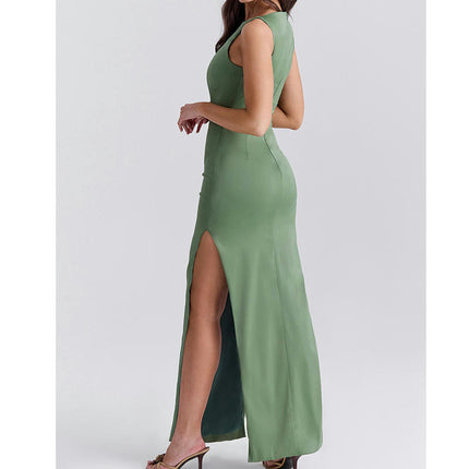 Women's Elegant Bodycon Maxi Dress Sexy Sleeveless Sides Slit Dress