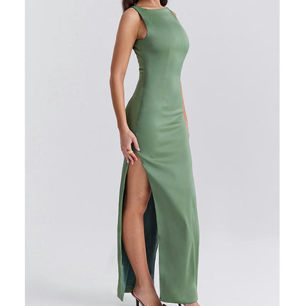 Women's Elegant Bodycon Maxi Dress Sexy Sleeveless Sides Slit Dress